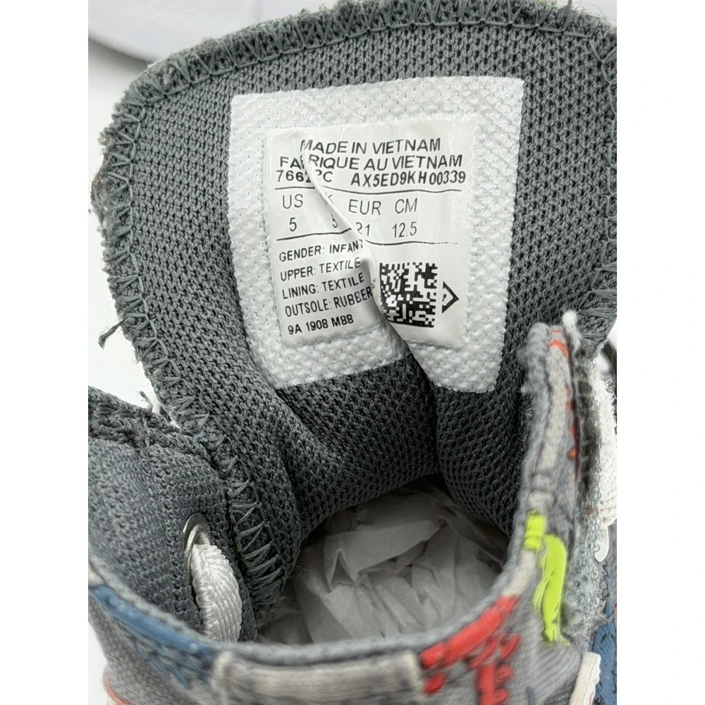Converse Chuck Taylor Toddler's Dinoverse High-Top Grey Sneakers Size 5